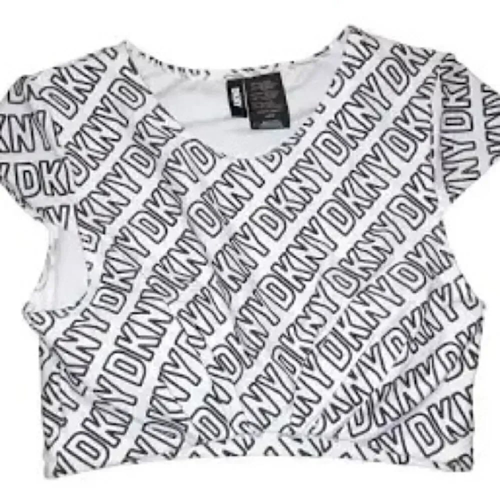 🛍️DKNY Women’s Logo soft white cropped Print Bikini swim Top , one piece XL 💥 - Picture 2 of 8